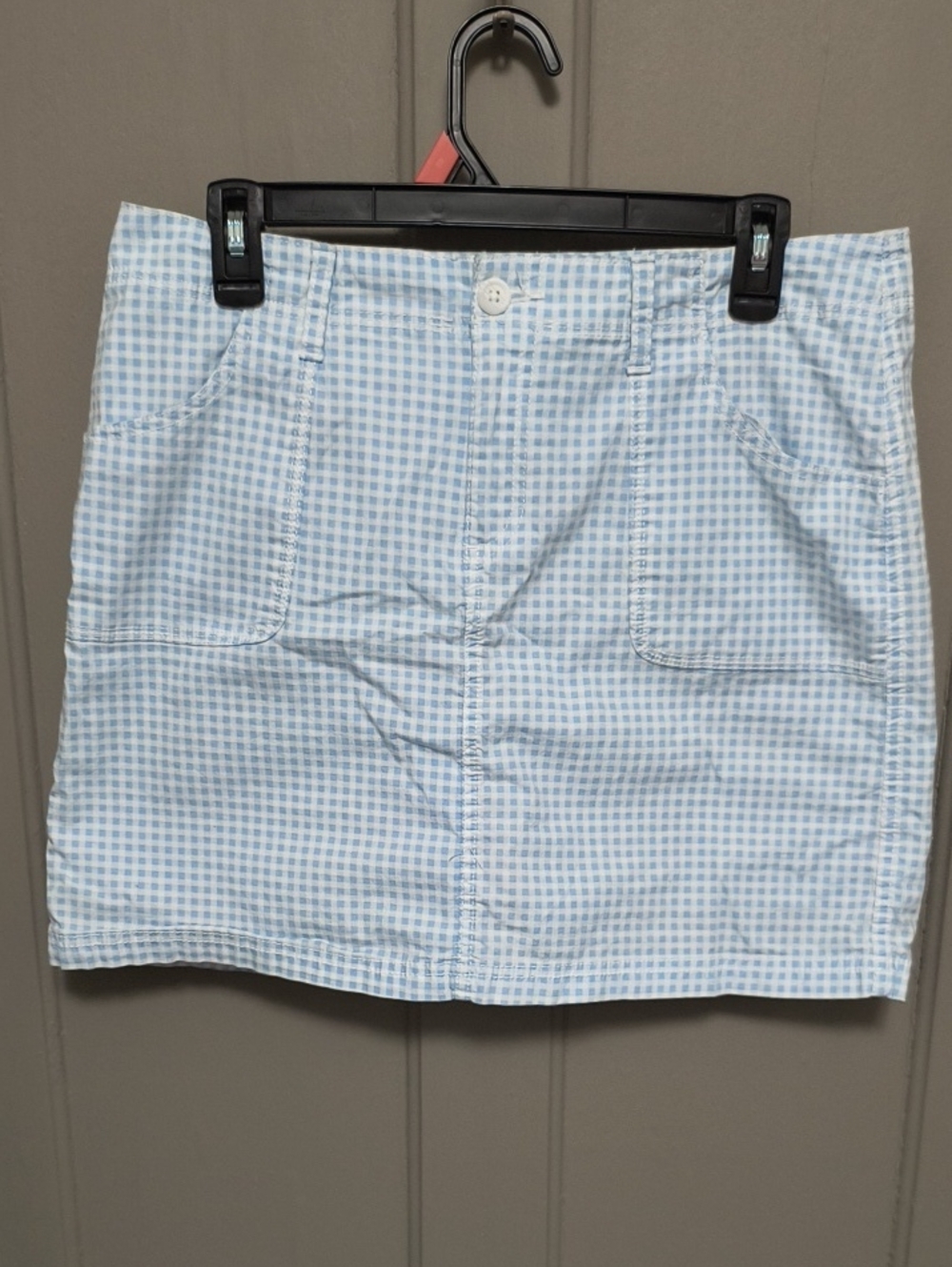 St. John's Bay Light Blue Gingham Mini Skirt